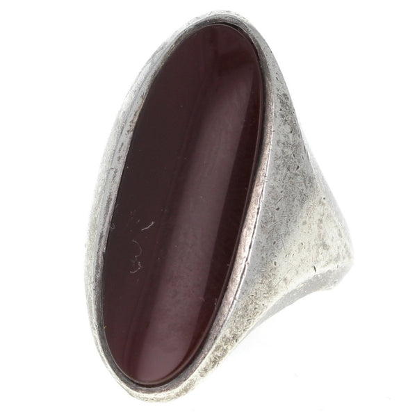 Elongated Carnelian Inlay Ring - Size 6.25