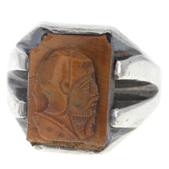 Greek Tigers Eye Centurion Ring - Size 9.25