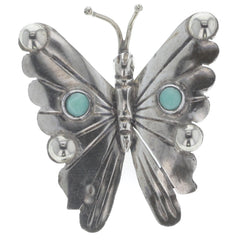 Mexican Turquoise Butterfly Brooch