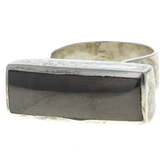 Hematite Inlay Modernist Ring - Size 6.5