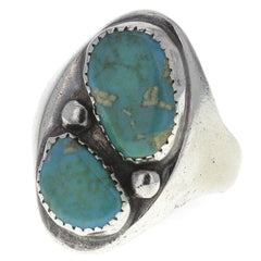 Chunky Zuni Handmade Horace Iule Turquoise Ring - Size 10.75