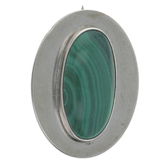 Navajo Handmade Malachite Oval Brooch