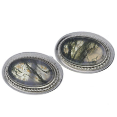 Destino Moss Agate Oval Cufflinks