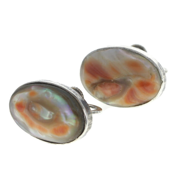 1940s Peachy Abalone Screw-Back Earrings