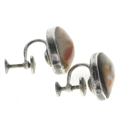 1940s Peachy Abalone Screw-Back Earrings