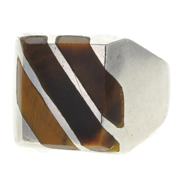 Taxco Tigers Eye Inlay Ring - Size 9