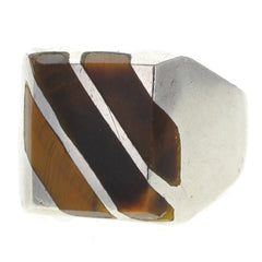 Taxco Tigers Eye Inlay Ring - Size 9