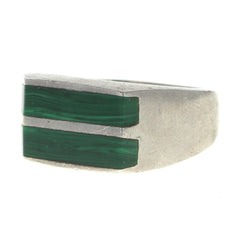 Taxco Malachite Inlay Ring -Size 9.5