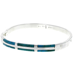 Taxco Modern Turquoise Inlay Clasp Bangle