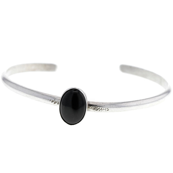 Simple Modern Onyx Cabochon Cuff Bracelet