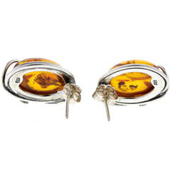 Modernist Amber Cabochon Stud Earrings