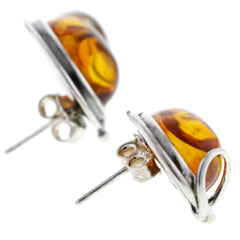 Modernist Amber Cabochon Stud Earrings