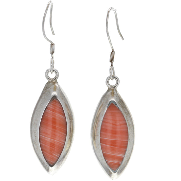 Modern Spiny Oyster Inlay Dangle Earrings