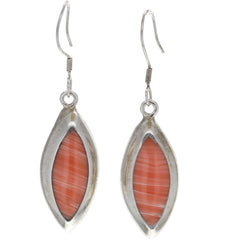 Modern Spiny Oyster Inlay Dangle Earrings