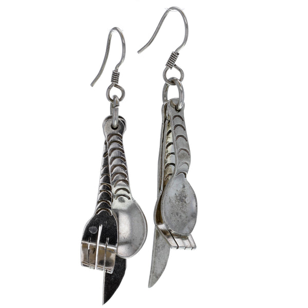 Taxco Silverware Dangle Earrings