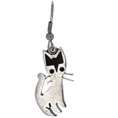 Taxco Die-Cut Enamel Cat Dangle Earrings