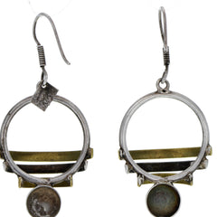 Taxco Modernist Brass Accent Dangle Earrings