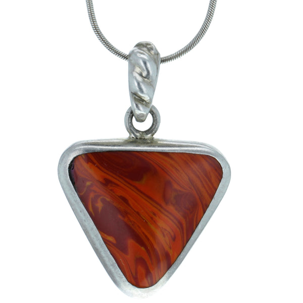 Mexican Marbled Enamel Triangle Pendant Necklace