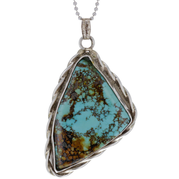 Navajo Handmade Braided Turquoise Triangle Pendant Necklace