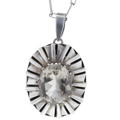 Faceted Grey Spinel Ridged Pendant Necklace