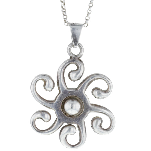 Modernist Sun Spiral Pendant Necklace