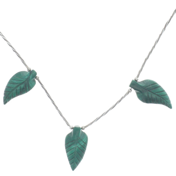 Southwestern Malachite Leaf Liquid Silver Collar Necklace