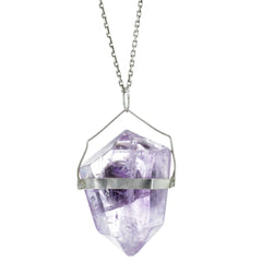 Healing Amethyst & Onyx Crystal Pendant Necklace