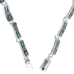 Taxco Modernist Turquoise Inlay Link Collar Necklace