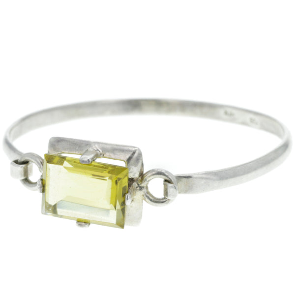 Modern Mexican Faceted Yellow Glass Clasp Bangle