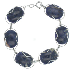 Wire-Wrapped Sodalite Oval Link Bracelet