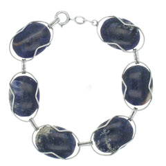 Wire-Wrapped Sodalite Oval Link Bracelet