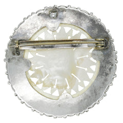 Jerusalem Carved Mother Of Pearl Flower Brooch