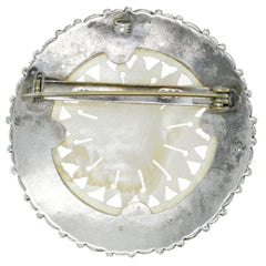 Jerusalem Carved Mother Of Pearl Flower Brooch