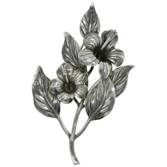 Danecraft Sculpted Hibiscus Flowers Brooch