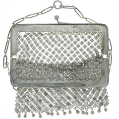 1920s Silver Mesh Tassel Wristlet Purse