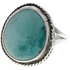 Navajo Handmade Round Braided Turquoise Ring - Size 10.5