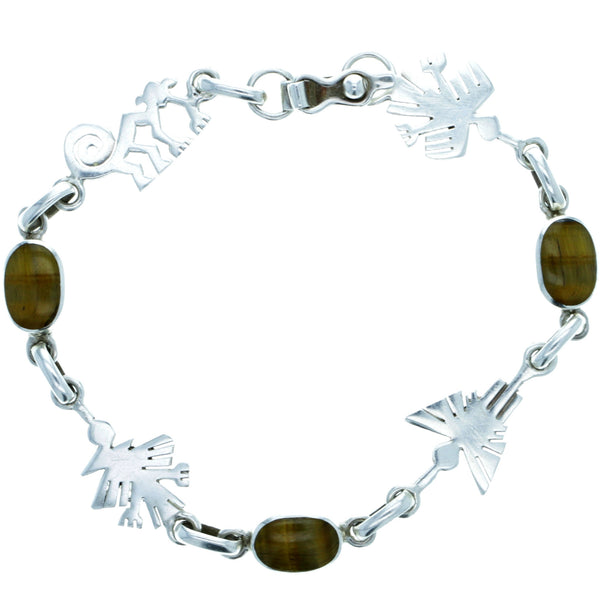 Peruvian Nazca Cut-Out Tiger's Eye Link Bracelet