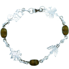 Peruvian Nazca Cut-Out Tiger's Eye Link Bracelet