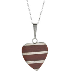 Mexican Red Jasper Inlay Heart Pendant Necklace