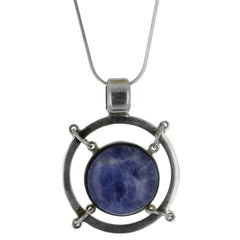 Modernist Blue Quartz Concentric Circle Pendant Necklace