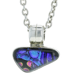 Modern Mexican Abstract Dichroic Glass Pendant Necklace