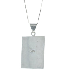 Modern Mexican Moss Agate Rectangle Pendant Necklace