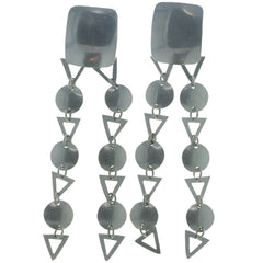 Taxco Modern Geometric Link Dangle Earrings