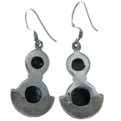 Modern Round Double Onyx Dangle Earrings