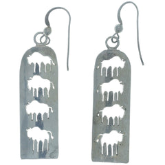 Navajo Handmade Die-Cut Buffalo Panel Dangle Earrings