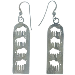 Navajo Handmade Die-Cut Buffalo Panel Dangle Earrings