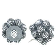 Modernist Ridged Beaded Cluster Stud Earrings