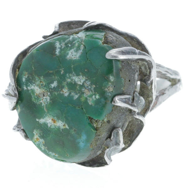 Handmade Green Turquoise Leaf Ring - Size 8.5