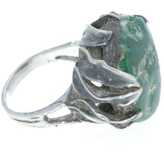 Handmade Green Turquoise Leaf Ring - Size 8.5