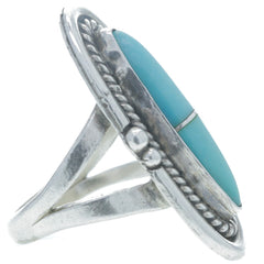 Navajo Handmade Braided Dotted Turquoise Ring - Size 5.25